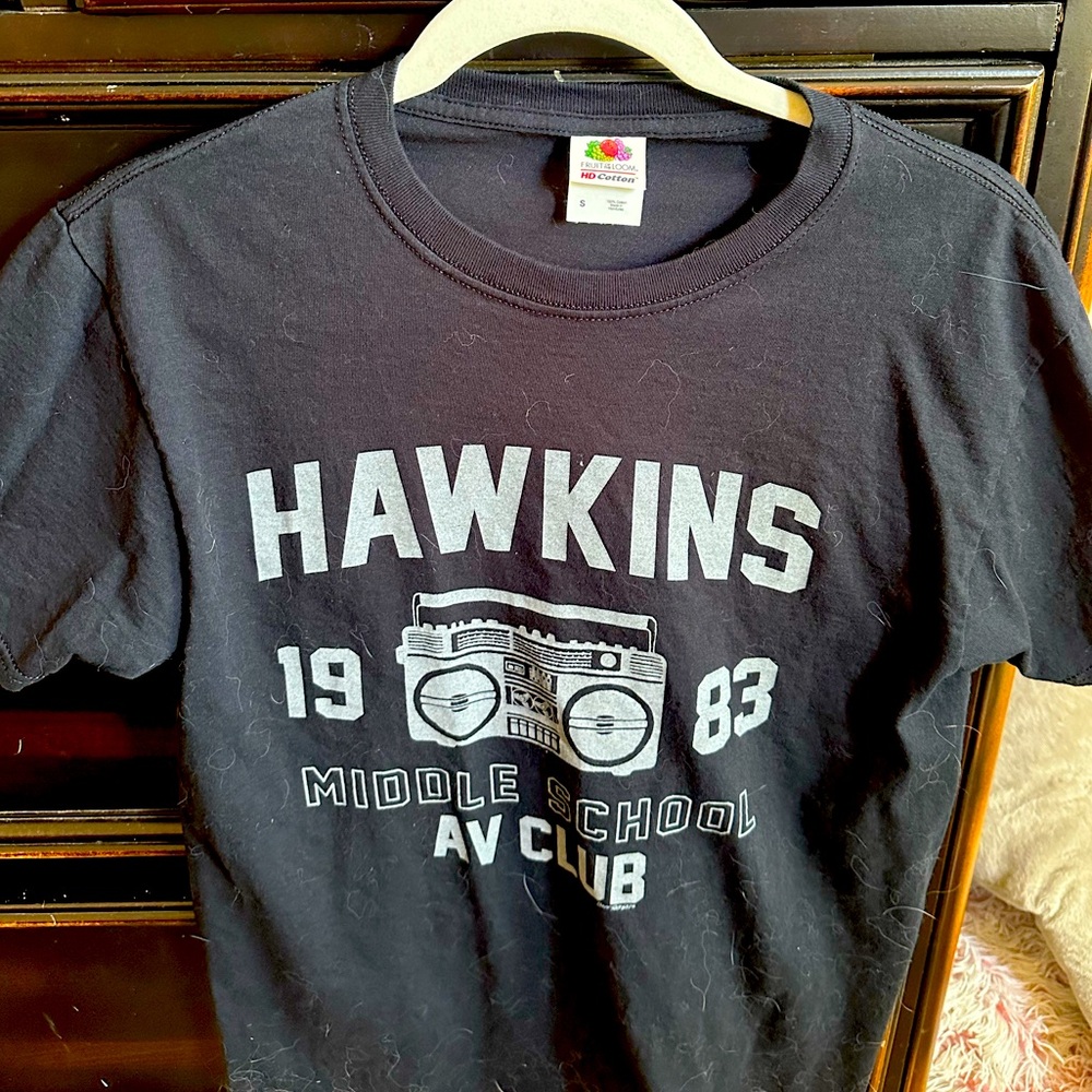Stranger Things Hawkins AV Club Unisex Navy T-Shirt - Small